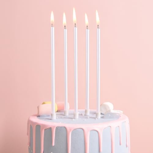 PHD CAKE 36-Count Pearl White Long Thin Birthday Candles, Cake Candles, Birthday Parties, Wedding Decorations, Party Candles - Image 2