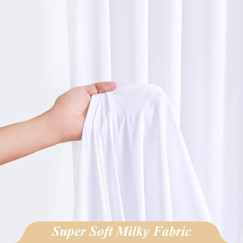 30 x 10ft White Backdrop Curtains with Lights String for Party - Image 3