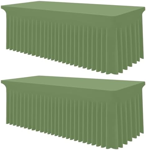Smiry 2 Pack Spandex Elastic Fitted Table Cloth Skirt for 6FT Table by Smiry
