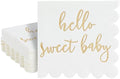Juvale Baby Shower Napkins - 5 x 5 In, Gold Foil, 50 Pack - White Scalloped Napkins for Gender Neutral Baby Shower Decorations & Table Decor for Boy & Girl by Juvale
