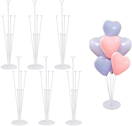 Balloon Stand Kit For Table - 6 Sets Balloon Sticks with Base For Birthday Graduation Party Decorations by Unknown