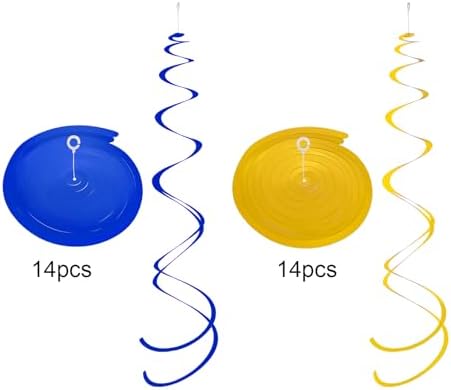 Ceiling Swirl Foil Decorations Hanging Plastic Streamer Themed Swirl Party for Graduation Celebration, Pack of 28 (Blue and Gold) - Image 4