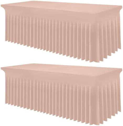Smiry 2 Pack Spandex Elastic Fitted Table Cloth Skirt for 6FT Table by Smiry