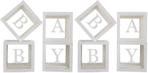 Baby Boxes with Letters for Baby Shower,Clear Baby Shower Decorations Block Boxes for Gender Reveal,Transparent Balloon Box Backdrop Birthday Party,4PCS (Pack of 2) by QPEY
