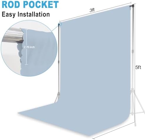 Dusty Blue Photography Backdrop for Photoshoot, Fabric, 3x5 FT - Image 2