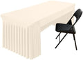 Smiry Spandex Open Back Tablecloth,Elastic Fitted Stretch Tablecloth for 8FT Rectangle Tables,Waterproof Washable Table Cover Skirt for Outdoor, Wedding, Banquet & Parties (Beige, 96Lx30Wx30H Inch) by Smiry