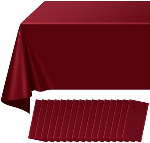 16 Pack Maroon Plastic Tablecloth for Rectangle Tables, Premium Decorative Burgundy Disposable Table Cloths for Parties, Rectangle Party Table Cover for Birthday Anniversary Graduation, 54x108 Inch by RAGNHILD