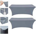 Eurmax USA 2-Pack Rectangular Fitted Spandex Table Covers 6ft Tablecloth Wedding Event Patio Table Decorations Stretch Table Cover for 6ft Folding Table (Silver Gray) by Eurmax