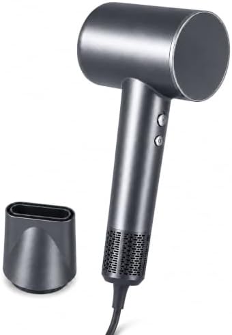 High Speed Hair Dryer Professional Ionic Blow Dryer 150000RPM Brushless Motor 1600W Fast Drying Negative Ionic Hair Dryer Lightweight Blow Dryer Quiet with Magnetic Nozzle for Women Grey by Deason