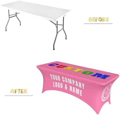Custom Table Cloth with Business Logo Add Your Text Picture Name Logo Personalized Table Cloth Customized Tablecloths for Business Decor Birthday Party Wedding Decor - 8 FT - Image 2