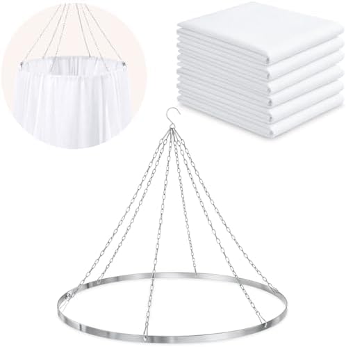 6 Panels 5 x 20ft White Ceiling Drapes for Wedding Parties 24 in Ring by Breling