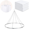 6 Panels 5 x 20ft White Ceiling Drapes for Wedding Parties 24 in Ring by Breling