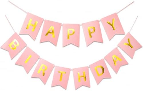 Letjolt Pink Happy Birthday Banner Girls Party Signs 13 Pcs by Letjolt