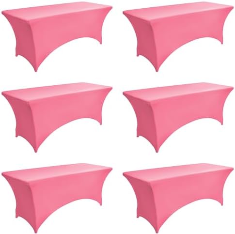 6-Pack 6ft Spandex Table Covers for Rectangle Standard Folding Tables - Wrinkle Resistant Stretch Tablecloths - Ultimate Fitted Table Protector for Parties, Trade Shows, Wedding by Unknown