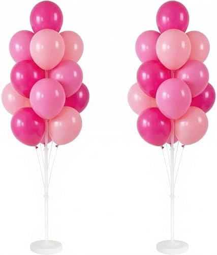 Balloon Column Kit Set of 2 With Balloons Included - Balloon Tower with Stand, Base, and Pole,Backdrop Decoration for Wedding, Baby Shower, Birthday Party, or Bachelorette Parties (Pink) by HiinsPartyDecoration