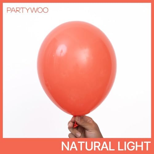 PartyWoo Coral Balloons 140pcs Pink Light Red Coral Color Different Sizes - Image 2