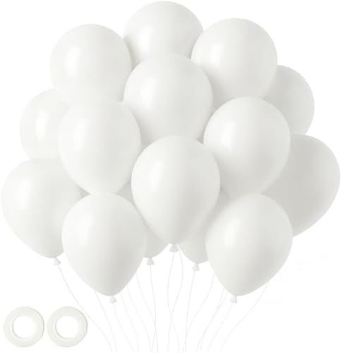 Voircoloria 105pcs White Party Latex Balloons, 12inch by Voircoloria