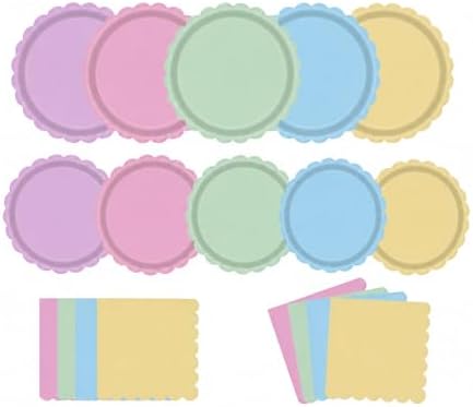 75 Pcs Paper Plates and Napkins, Pastel Party Plates Scalloped Paper Plates with Napkins, Macaron Color Disposable Tableware for Birthday Party, Baby Shower, Bridal Shower, Tea Party by Nittlefes