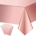 6 Pack Rose Gold Plastic Tablecloth, Dusty Pink Disposable Rectangle Table Covers, Holographic Metallic Foil Tablecloth Rose Party Supplies Decorations for Birthday Wedding Bachelorette, 54x108Inch by EnjoyYourFunnyParties
