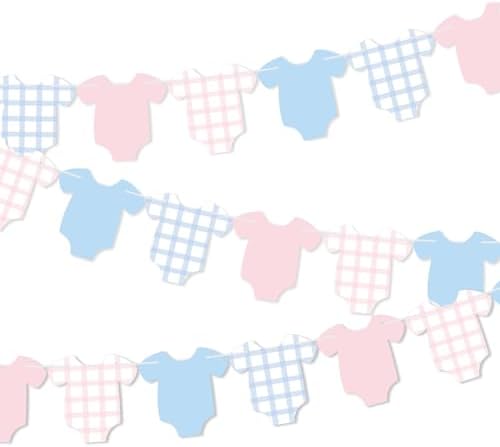 Weysat 2 Pcs Gender Reveal Banner Decorations Pink Blue Plaid Banner by Weysat