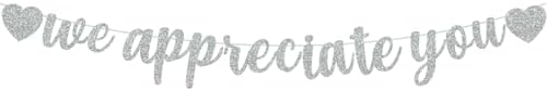 BEISHIDA Silver We Appreciate You Banner - No DIY Employee Appreciation for Office Party Decorations - Thank You for Employee, Teacher, Doctor, Nurse, Staff by Beishida