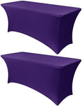 Obstal 8ft Stretch Spandex Table Cover, 2 Pack, Dark Purple by Obstal