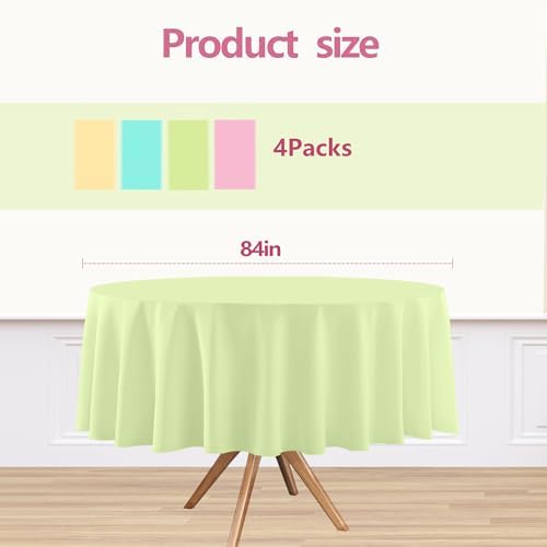 4 Pack Round Pastel Plastic Tablecloth, 84 Inch - Image 2