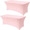 6FT Pink Table Cloth - 2 Pack Fitted Stretch Rectangle Spandex Tablecloth, Washable Table Cover for Party, Picnic, Wedding, Banquet, Birthday and Festival(30" x 72") by Lemict