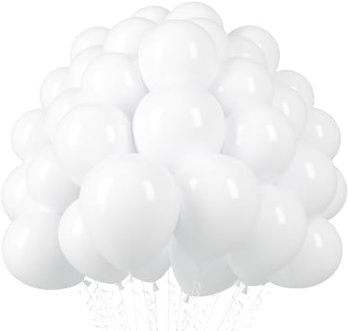 Voircoloria 110pcs White Latex Party Balloons, 12inch by Voircoloria