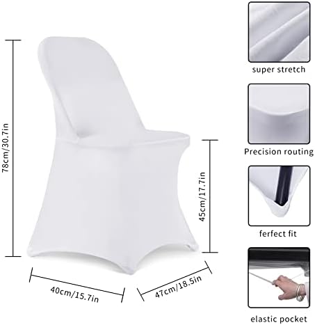 HAINARverS Folding Chair Covers for Wedding, 10PCS White - Image 4