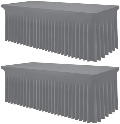 Smiry 2 Pack Spandex Elastic Fitted Table Cloth Skirt for 6FT Table by Smiry