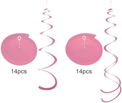 Pink Ceiling Swirl Foil Decorations Hanging Plastic Streamer Themed Swirl Party for Valentine's Carnival Celebration, Pack of 28 - Image 2