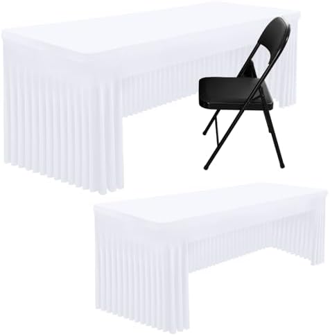 Smiry 2 Pack Spandex Open Back Tablecloth,Elastic Fitted Stretch Tablecloth for 6FT Rectangle Tables,Waterproof Washable Table Cover Skirt for Wedding, Banquet & Parties (Black, 72Lx36Wx30H Inch) by Smiry