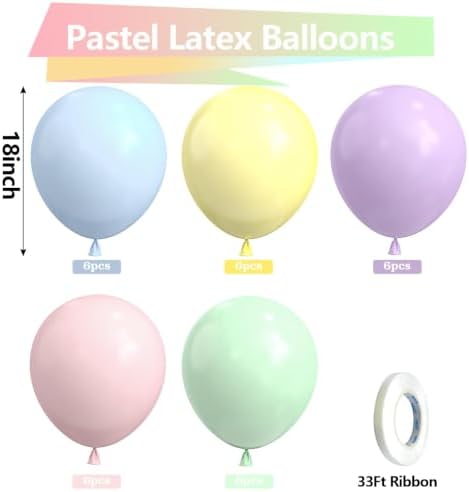 Bezente Pastel Balloons 18 Inch 30 Pack Latex Large Thick - Image 2