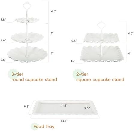 Biodegradable Cupcake Stand Holder, Dessert Table Display Set, Treat Table Candy Cake Desert Tiered Tray, 3 Tier Serving Trays for Tea Party, Wedding Baby Shower Bridal Shower Decorations（10 PCS ） - Image 3