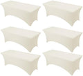 6-Pack Premium Cream Spandex Tablecloths for 8ft Rectangle Tables by DailySet