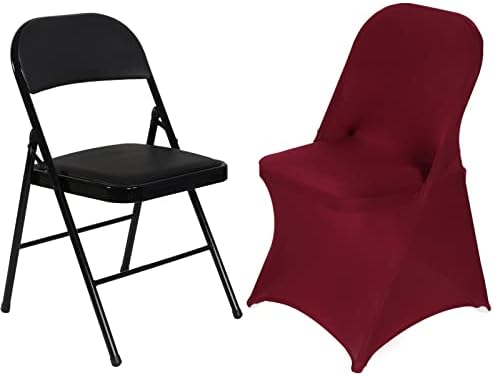 HAINARverS Folding Chair Covers for Wedding, 10pcs Burgundy - Image 5