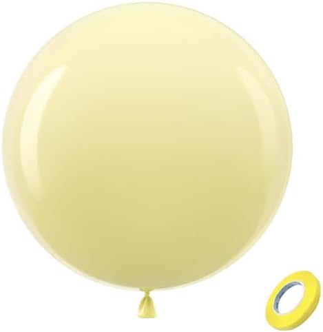 Bezente Pastel Yellow Giant Latex Round Balloons 36 Inch 8 Pack by Bezente