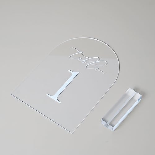 Clear Arch Table Numbers for Wedding, 5x7 Inch Arched Acrylic Table Numbers 1-20 with Stands, Clear Acrylic Arch Sign with Holder for Centerpiece, Reception, Wedding, Party, Event - Image 4