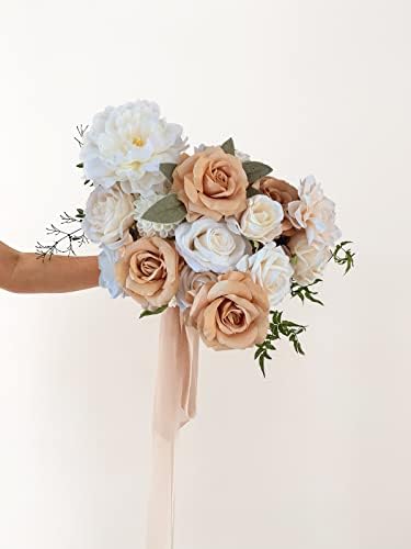 FACINOC Roses Artificial Flowers Nude Bouquet Box Set Fake Flower with Stem - Image 3