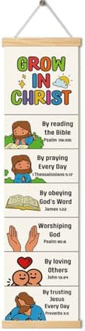 Christian Decor, Grow in Christ Poster, Bible Lesson Banner for Home Church Classroom Decoration, Inspirational Religious Gift, Family Hanging of Scripture and Words Decorations 13 by Unknown