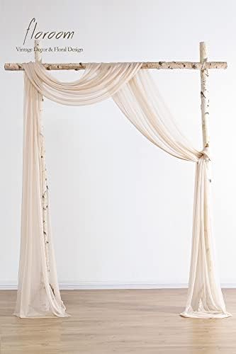 Floroom Wedding Arch Draping Fabric 2 Panels 20Ft Nude Chiffon Fabric Drapes Arbor Drapery Wedding Ceremony Reception Swag Decorations - Image 2