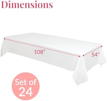 Prestee 24 Pack Plastic Table Cloth Disposable - 108" x 54" White Table Cloth Rectangle for Indoor or Outdoor Use - White Tablecloths for Weddings, Parties - Plastic Table Cover for Fine Dining Events - Image 3