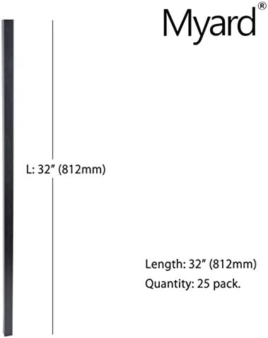 Myard 32 Inch Estate Square Iron Heavy-Duty Deck Balusters, Matte Black - Image 3
