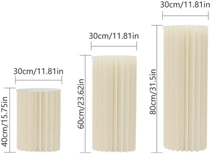 3Pcs Cylinder Stands for Party Foldable Cardboard Centerpiece Display Round Stands Centerpiece Cake Pedestal Stand 55-66LBS for Wedding Party Birthday Decor 40/60/80cm High (3Pcs-2) - Image 2