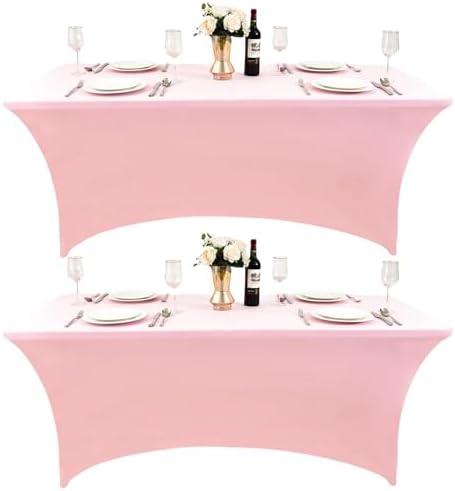 2-Pack 8ft Spandex Table Covers for Rectangle Folding Tables - Washable Elastic Tablecloth - Ultimate Fitted Table Protector for Birthday Parties, Trade Shows, Banquet by Unknown