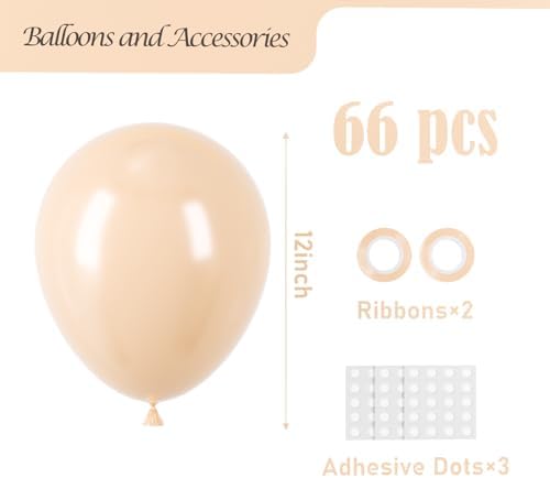 Voircoloria 66pcs Blush Nude Latex Party Balloons, 12inch - Image 2