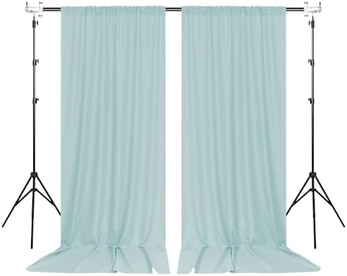 MEETSKY Light Green Backdrop for Parties Wedding Cyan Backdrop Curtains Rod Pocket Drapes Fabric Decoration for Grils Birthday Backdrops Party Baby Shower Photoshoot,5ft x 10ft,2 Panels - Image 2