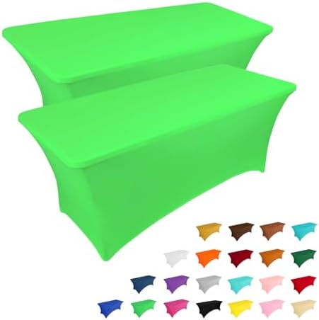 IVAPUPU 2 Pack 6FT Table Cloth for Rectangular Spandex Green Table Cover by IVAPUPU