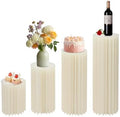 4 PCS Cylinder Stands for Party, Foldable Pedestal Stand for Parties Paper Pillars Cylinder Stands, Cake Stand White Cylinder Cardboard for Birthday Wedding Party Decoration by DDBESSIC